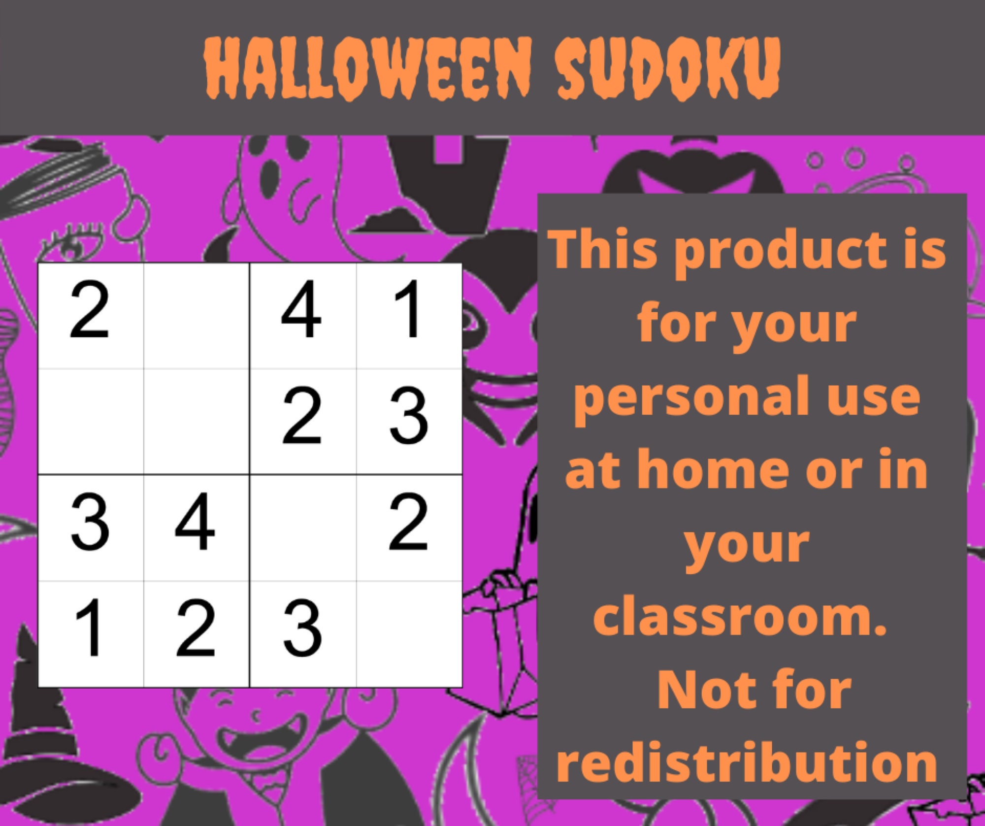 Halloween Printable Sudoku Puzzles for Kids Halloween - Etsy France