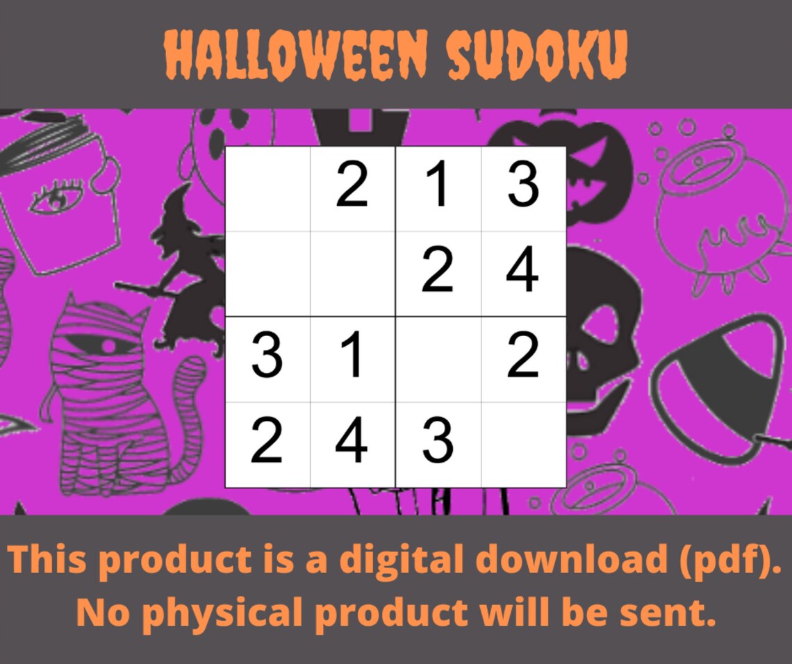 Halloween Printable Sudoku Puzzles for Kids Halloween Etsy France
