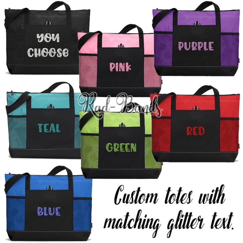 GRANDMA Custom Tote Bag Choose Your Tote Color In GLITTER You Choose NAME image 2