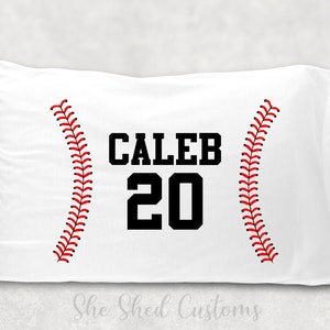 Custom BASEBALL Pillowcase - Personalized with a NAME - Standard or Toddler / Travel Size - Baseball Laces with Name