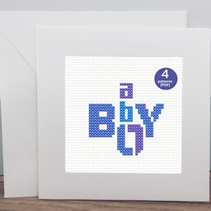 Kruissteekpatroon kleine babyjongen, gefeliciteerd met een nieuwe babyjongen