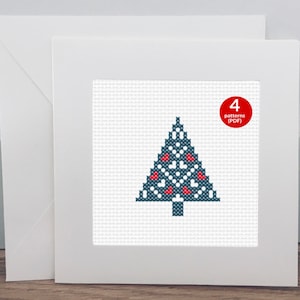 Kruissteekpatronen kleine kerstboom, set van 4 eenvoudige patronen voor beginners
