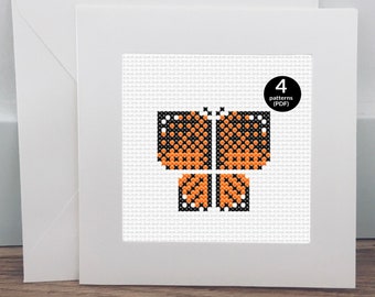 Easy Butterfly Cross Stitch Pattern For Beginners – 4 Different Butterfly Designs – Monarch Butterfly