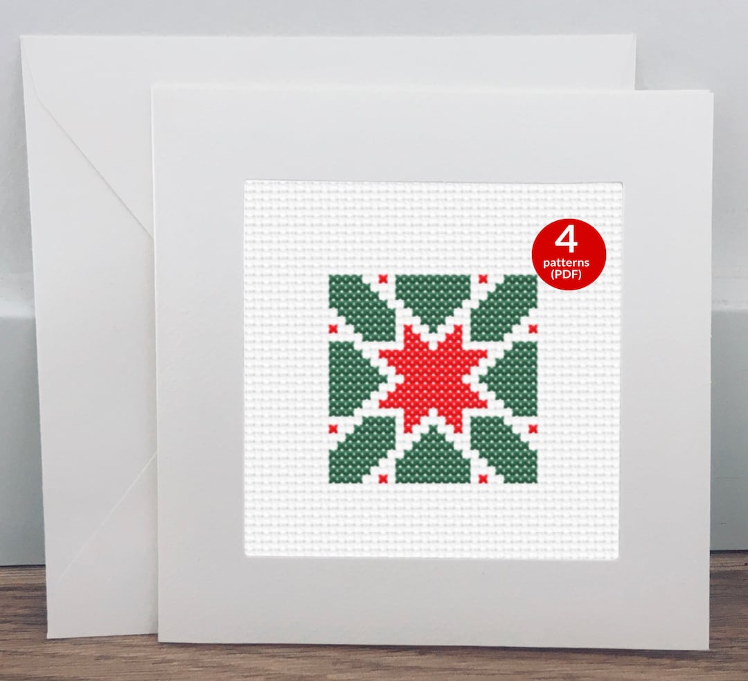 Tiny Christmas Cross Stitch Patterns of a Star, a Tree, a Bauble, and