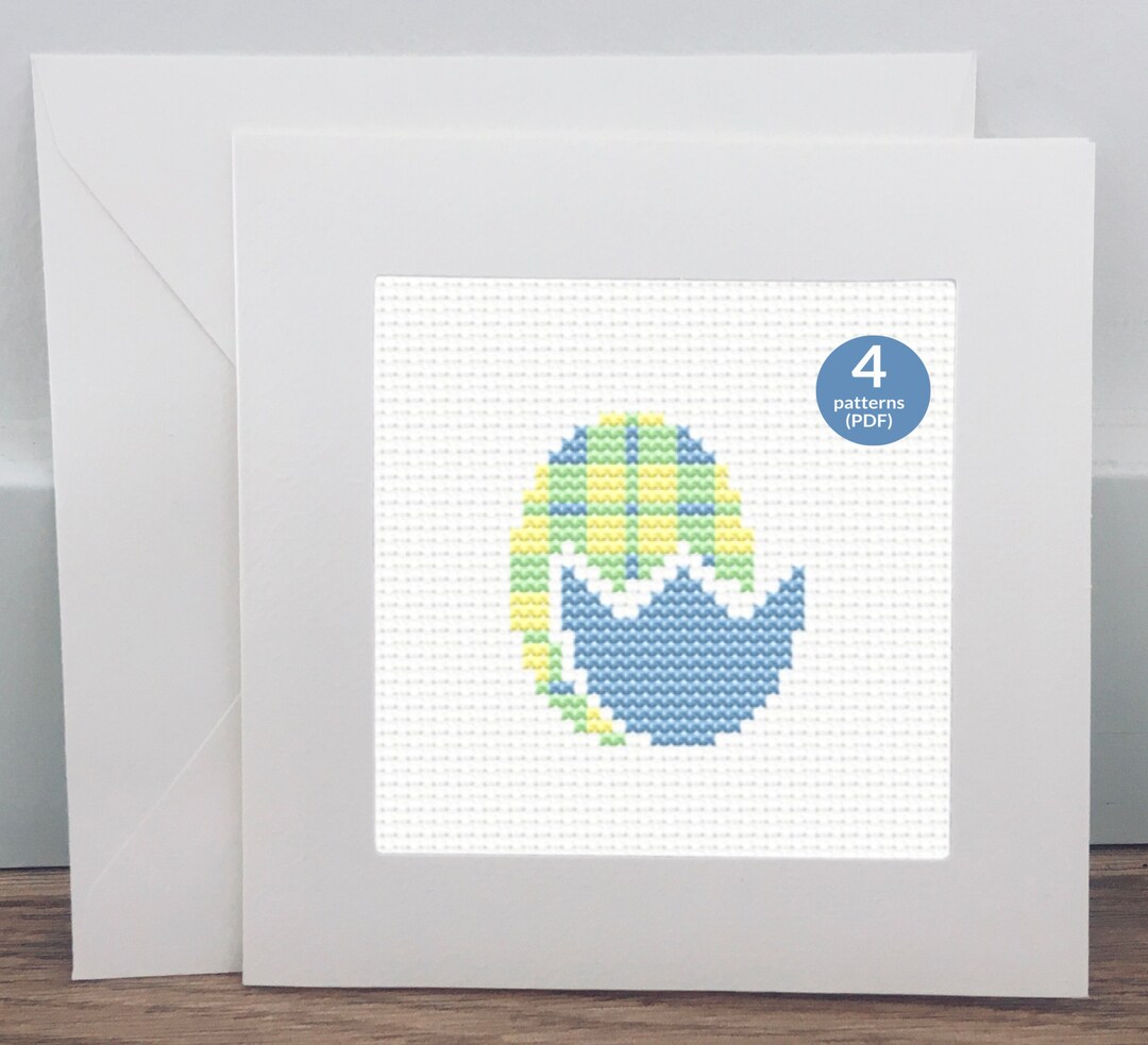 Easter Egg Cross Stitch Pattern for DIY Easter Cards - Etsy