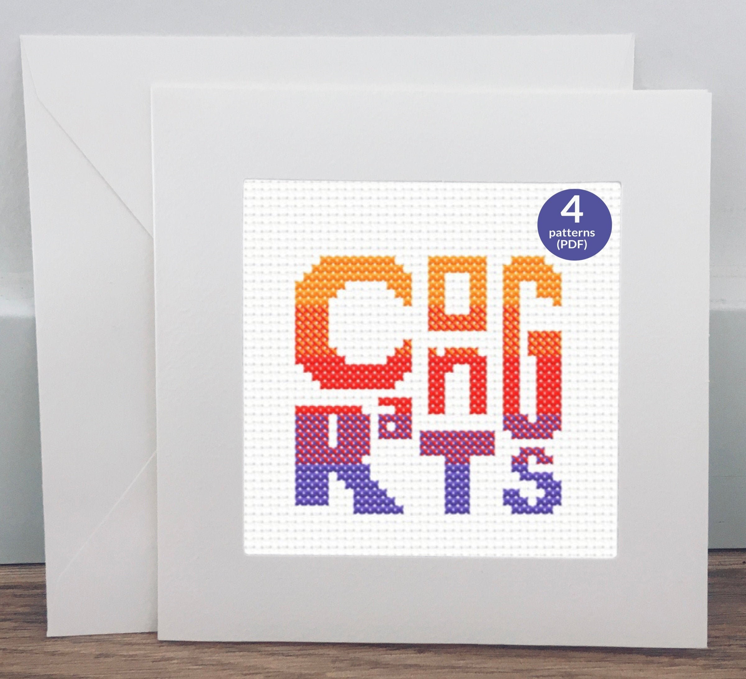 Congratulations Card Cross Stitch Pattern, Counted Cross Stitch PDF