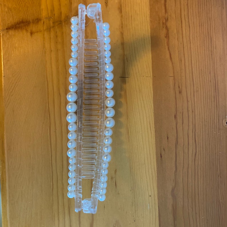 Vintage Hair Accessory Faux Pearls Double Strand Banana Clip Wedding Bride Bridal Prom Quinceanera Pearl Updo Hair Accessories Clips