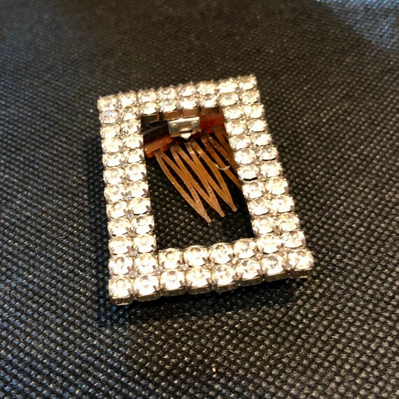 Vintage Midcentury Open Rectangular Rhinestone De… - image 4