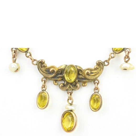 Antique C 1900 Art Nouveau Yellow Citrine Crystal… - image 2