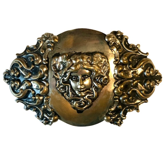 Antique Art Nouveau Silver and Brass Tone Woman w… - image 1