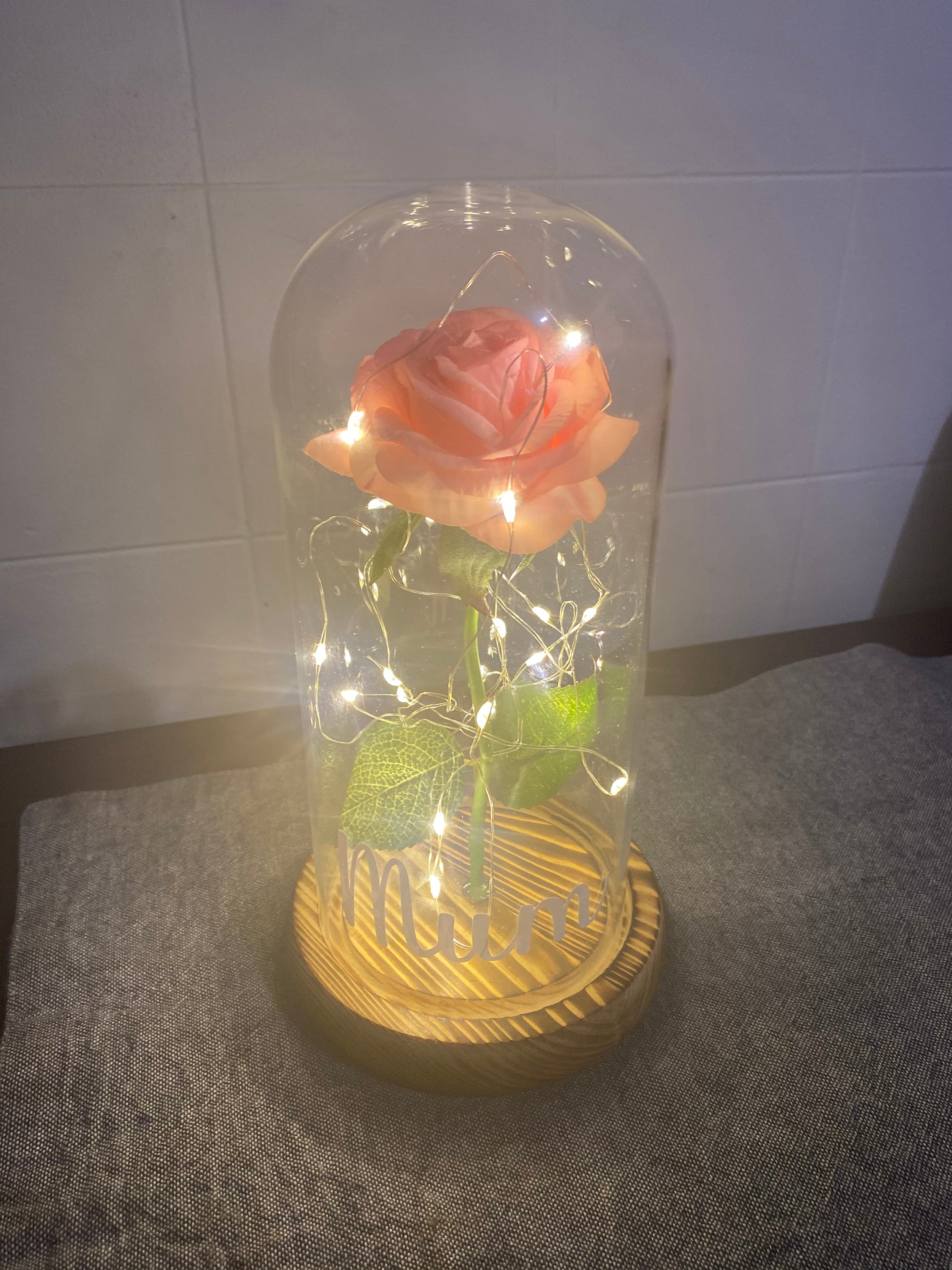 Miniature Lighted Roses Personalized LED Rose Light: Artificial Flower in Glass Dome - Etsy ...