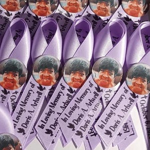 Personalized Memorial Ribbons for Funerals| Memorial Photo Ribbon Keepsake | In Loving Memory Ribbons| Custom Remembrance Ribbon Favors