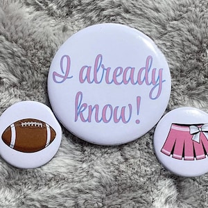 Team Boy vs Team Girl Gender Reveal Party Buttons: Football & Cheerleading