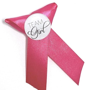 Team Girl or Boy Gender Reveal Baby Shower Ribbon Pins