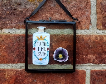 Laudanum Apothecary Poison Bottle and Opium Poppy Watercolour Print