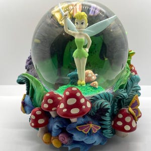 Disney Tinker Bell Mushroom Garden Light Up Musical &quot;You Can Fly&quot; Snow Globe