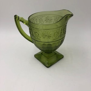 Vintage Indiana Glass Avocado Green Glass Creamer
