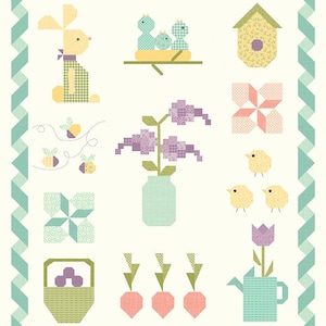SPRING SAMPLER Boxed Quilt Kit by Riley Blake Designs. Includes Adel in Spring fabric - Spring colors and memories for quilt fun