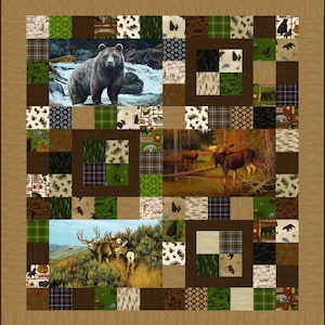 MAJESTIC ANIMALS Boxed Quilt Kit by RBD Designers for Riley Blake Designs - animals in the woods, wildlife