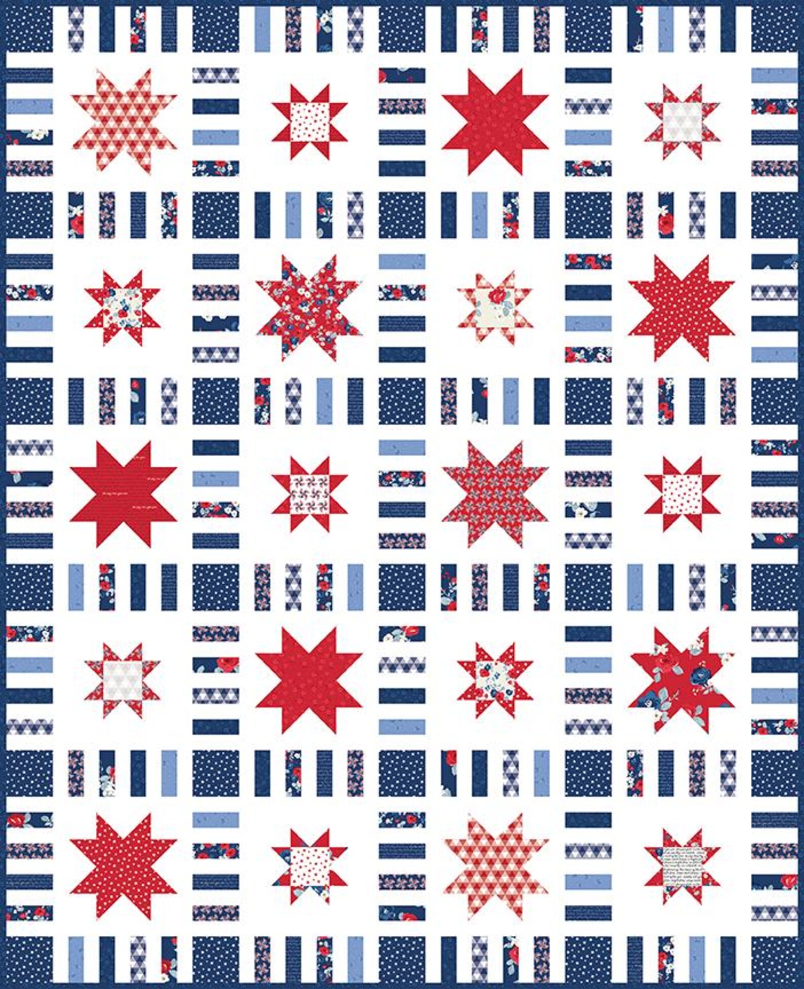Stars in Stripes Boxed Quilt Kit by Riley Blake Designs. Includes Land ...