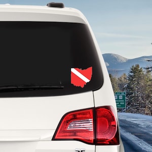 SCUBA Dive Flag Decal - Diver, Scuba Diver, Underwater, Stocking Stuffer, Shape of Your State, Diver Down, Underwater, NAUI, PADI