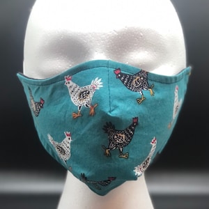 Adjustable Chicken Face Mask, Hen Face Mask, Rooster Face Mask, Chicken Coop, Crazy Chicken Lady, Cotton, Reusable, Washable, Cluck Off