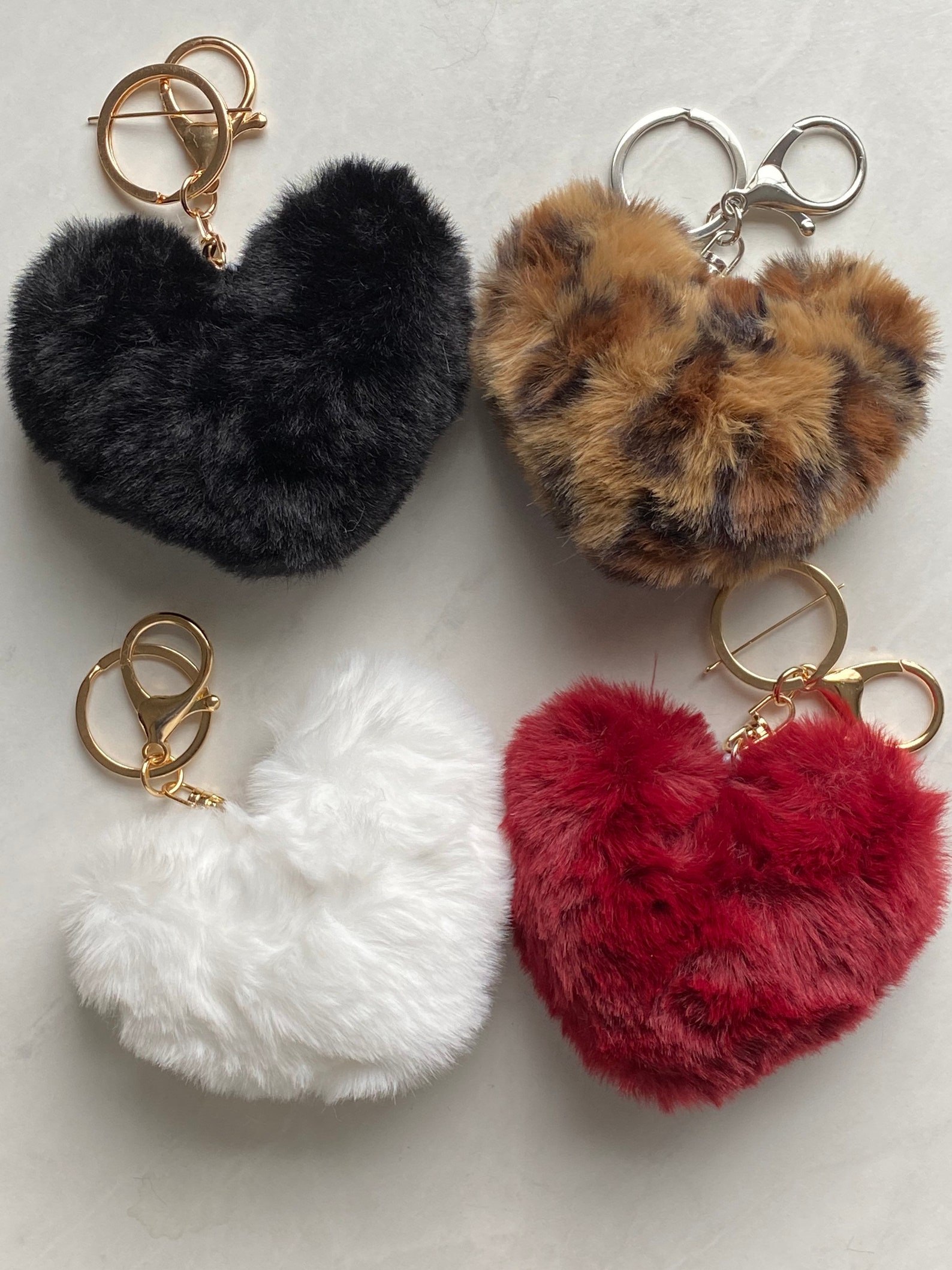 Fluffy Heart Shape Keychains Valentines Gift Handbag Etsy