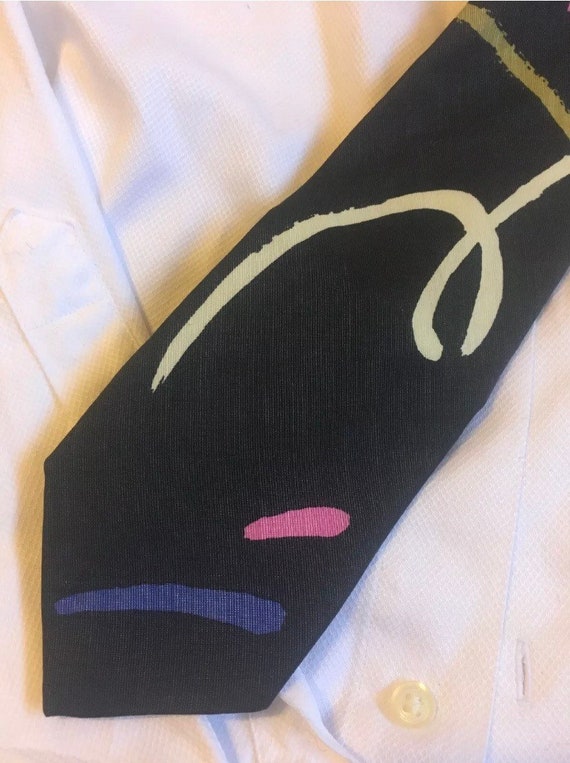 CLAUDE MONTANA Vintage 1980s Linen Tie Post Modern