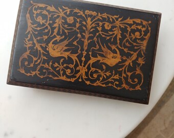 Dragon wood inlay box antique marquetry