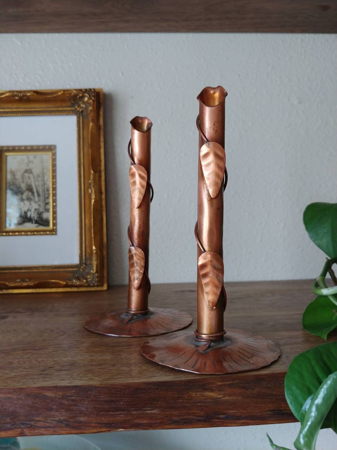 Pair of Solid Copper Bud Vases Etsy