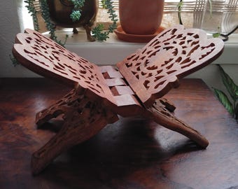 Vintage India carved wood book stand