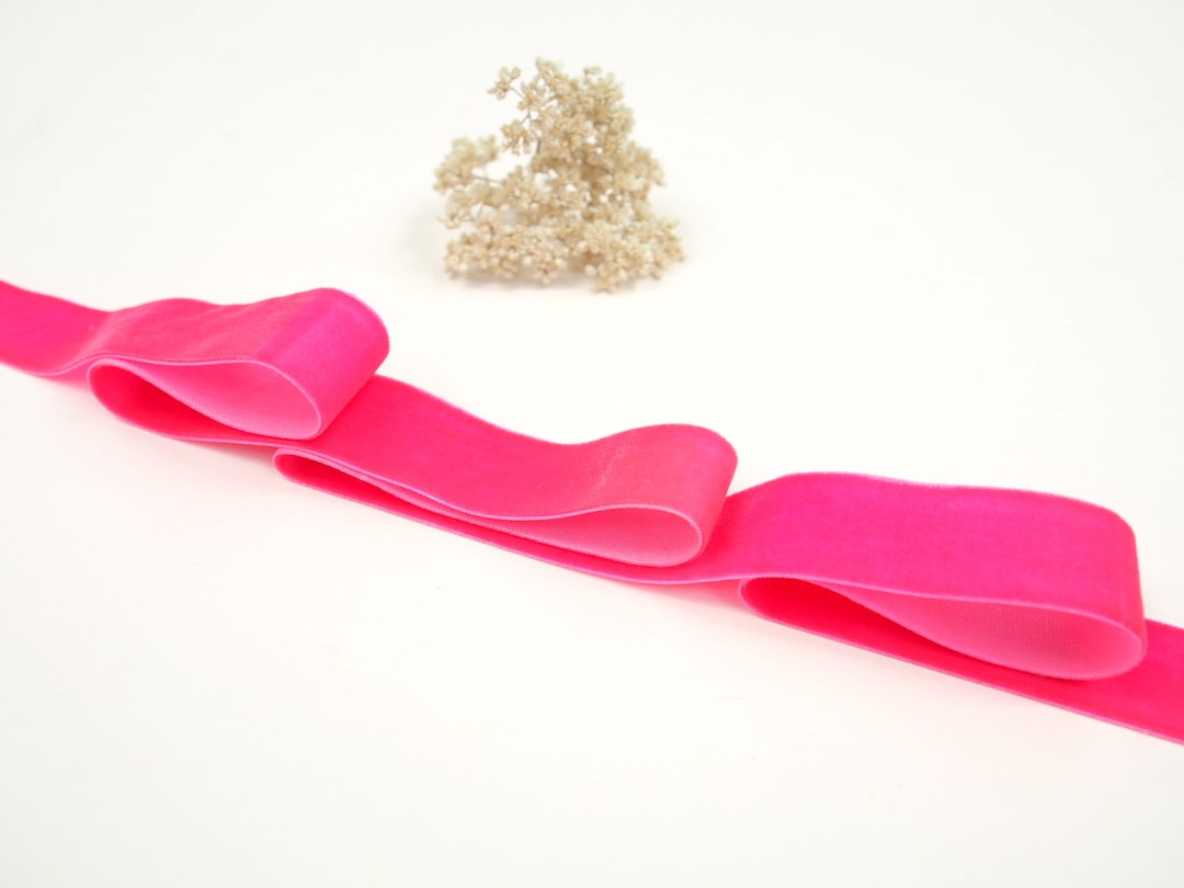 Neon Pink Velvet Ribbon/hot Pink Velvet Trim/2.5cm, 1 Inch Velvet Trim