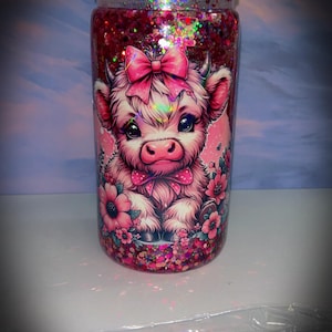 Pink Cow snow globe