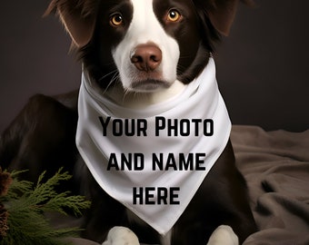 Pet Collar Bandana, Custom Dog  Face Bandana, Personalized Dog Photo Gift, Face Pattern Bandana, Dog Bandanas, Pet Photo Bandana, Cat Scarf