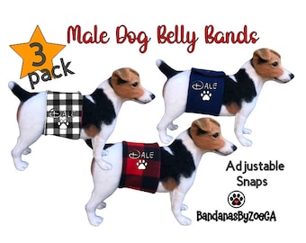 Male Pet Belly Band 3 Pack , Dog Belly Bands, Pet Bands for Male Dogs, Custom Pet Training Diaper, Pet Personalize Belly Bands, Dog Cat Band