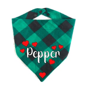 Dog Bandana | Custom Plaid Dog Cat Bandana | Bandanas for Pet, Personalized Pet Bandanas, Custom Pet Bandanas, Holiday Bandanas, Pet Scarf