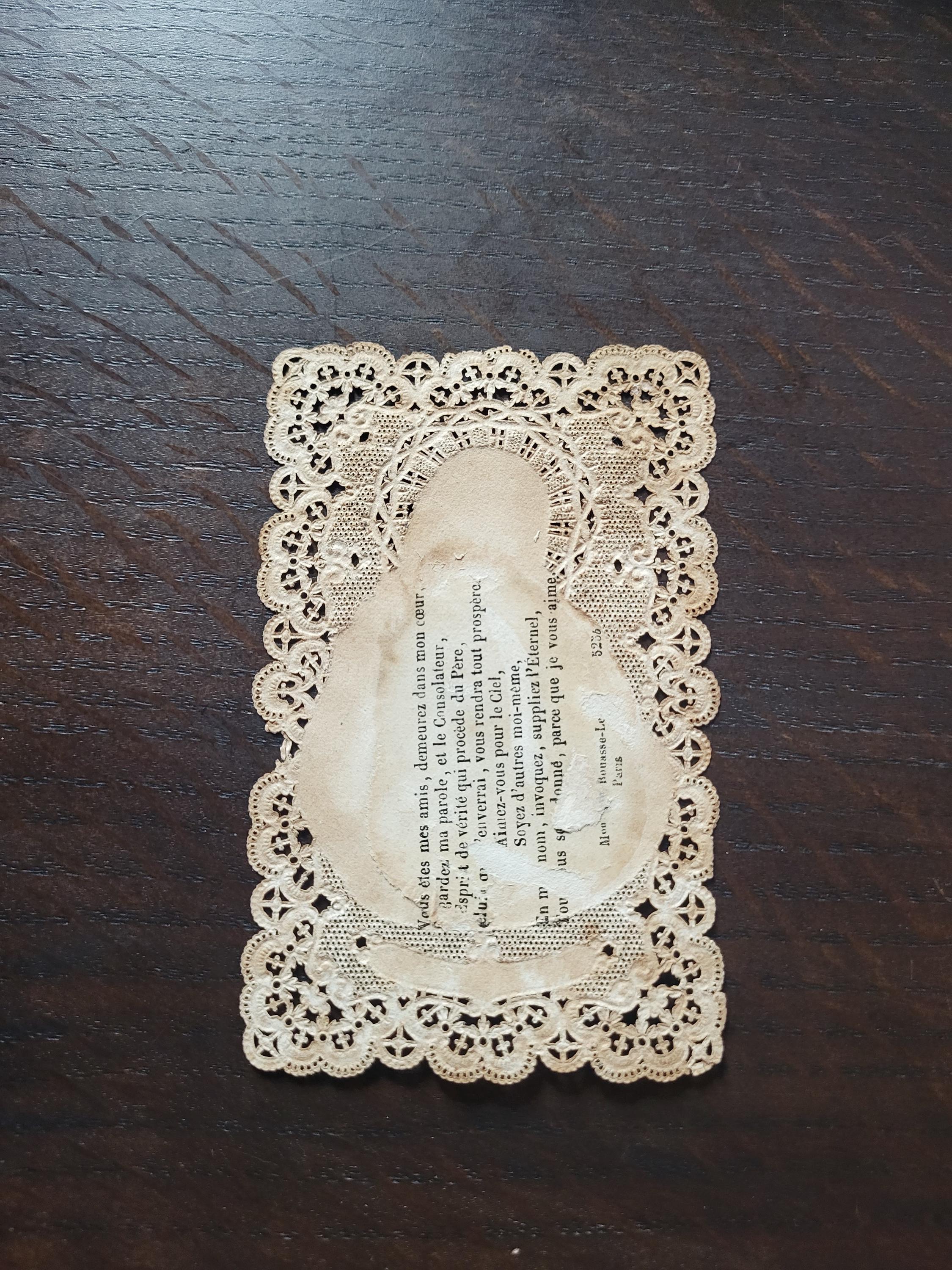 Vintage Golden Frame With Lace Cut Prayer Card - Sacred Heart of Jesus ...