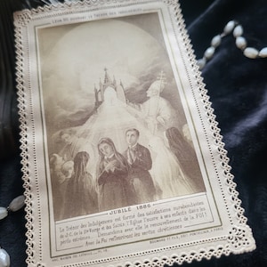Belle carte de prière française découpée en dentelle - Le Trésor des Indulgences