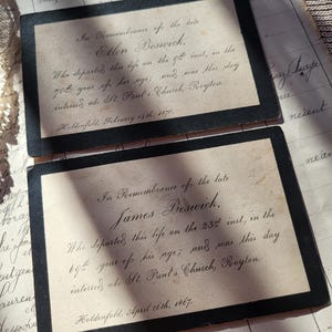 Paire - Cartes commémoratives James et Ellen Beswick - 1867 et 1870