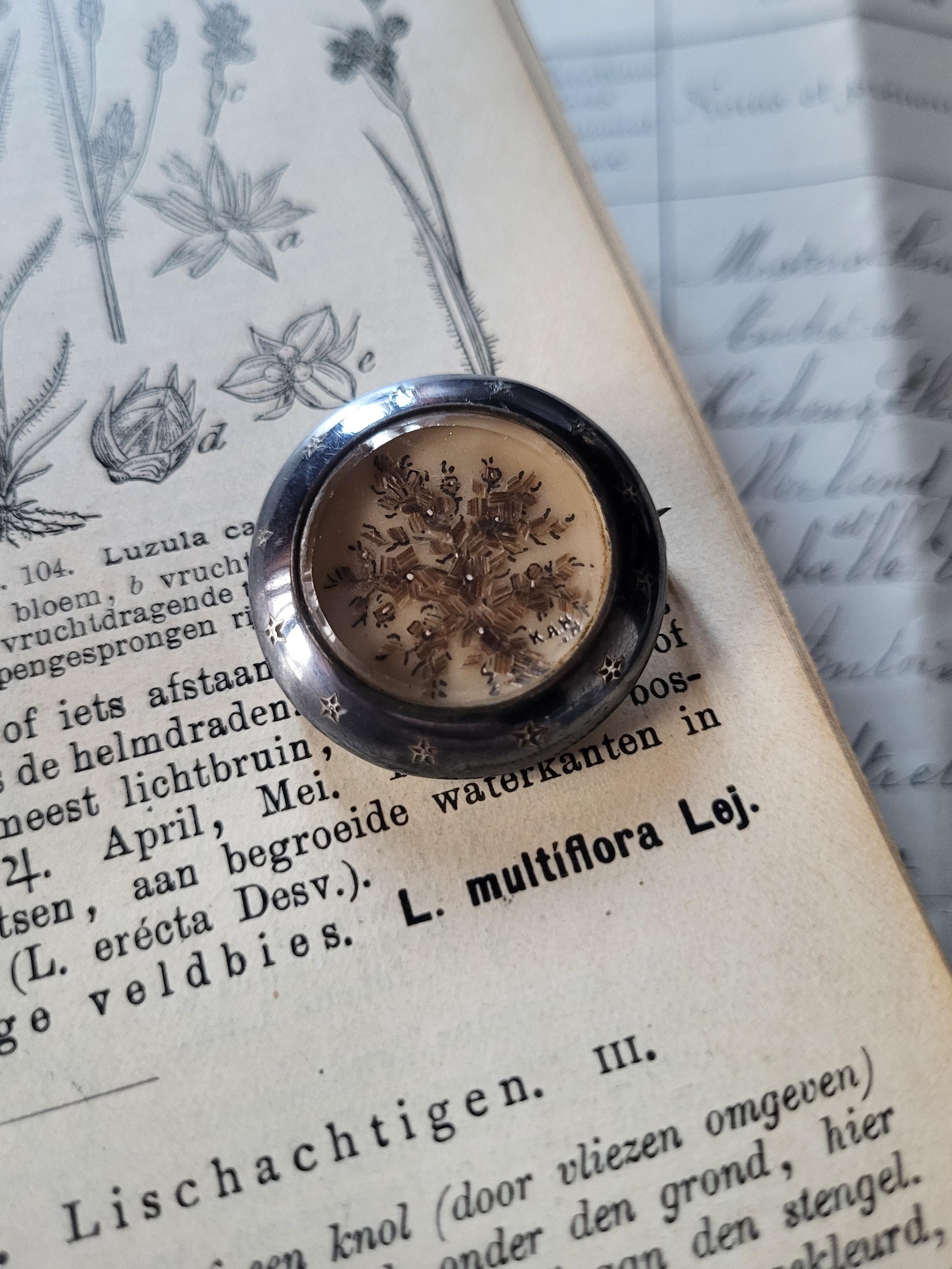 Broche Vintage XIXème Siècle En OR Et Argent Avec Cheveux Tressés - Magnifique - Occasion