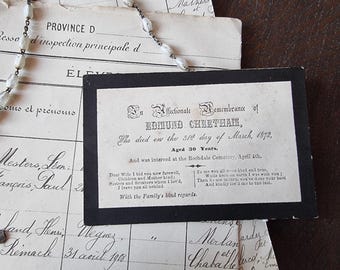 In affettuoso ricordo di Edmund Cheetham - Cartolina commemorativa vittoriana - 1872