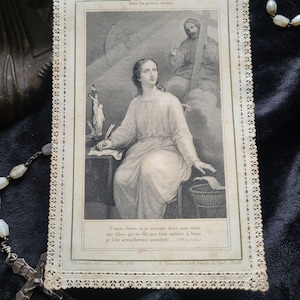 Magnifique carte de prière victorienne de France - O mon Jesus, si je sentais dans mon coeur