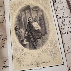Le Sacrament d'Amour - antique memorial card - Justine Seghers, 1859