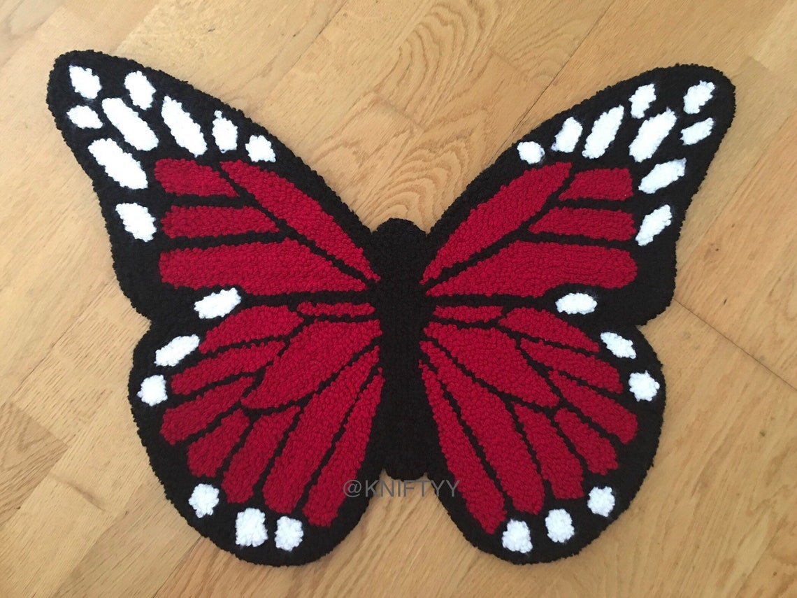 Handmade Butterfly Rug Colourful Tufted Butterfly Etsy