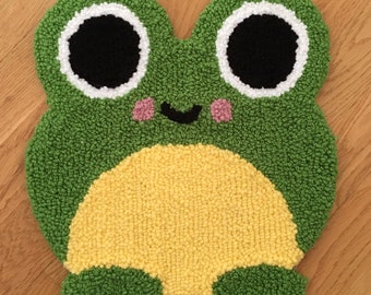 Handmade Frog Rug | Kawaii Frog, Cute Tufted Frog Rug