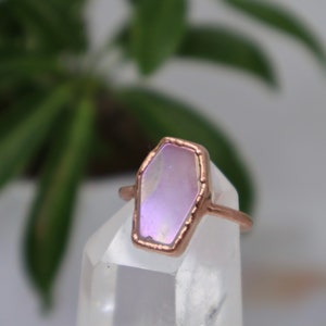 Bague électroformée Aura Rose Quartz Coffin