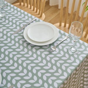 Sage Green Petal Parade PVC Tablecloth: Wipe Clean Vinyl Table Cover