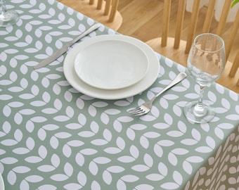 Sage Green Petal Parade PVC Tablecloth: Wipe Clean Vinyl Table Cover