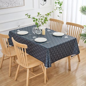 Navy Blue Geo Flow PVC Tablecloth: Wipe Clean Vinyl Table Cover image 7