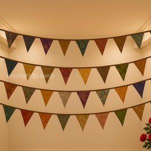 Recycled Sari Bunting | Indian Wedding Garland | Bohemian Festival Banner | Vibrant Fabric Flags | Eco-Friendly Saree Decor